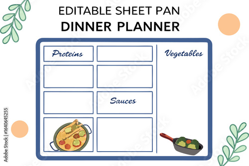 Create delicious and easy meals with this editable sheet pan dinner planner perfect for organizing your weekly menu and ingredients