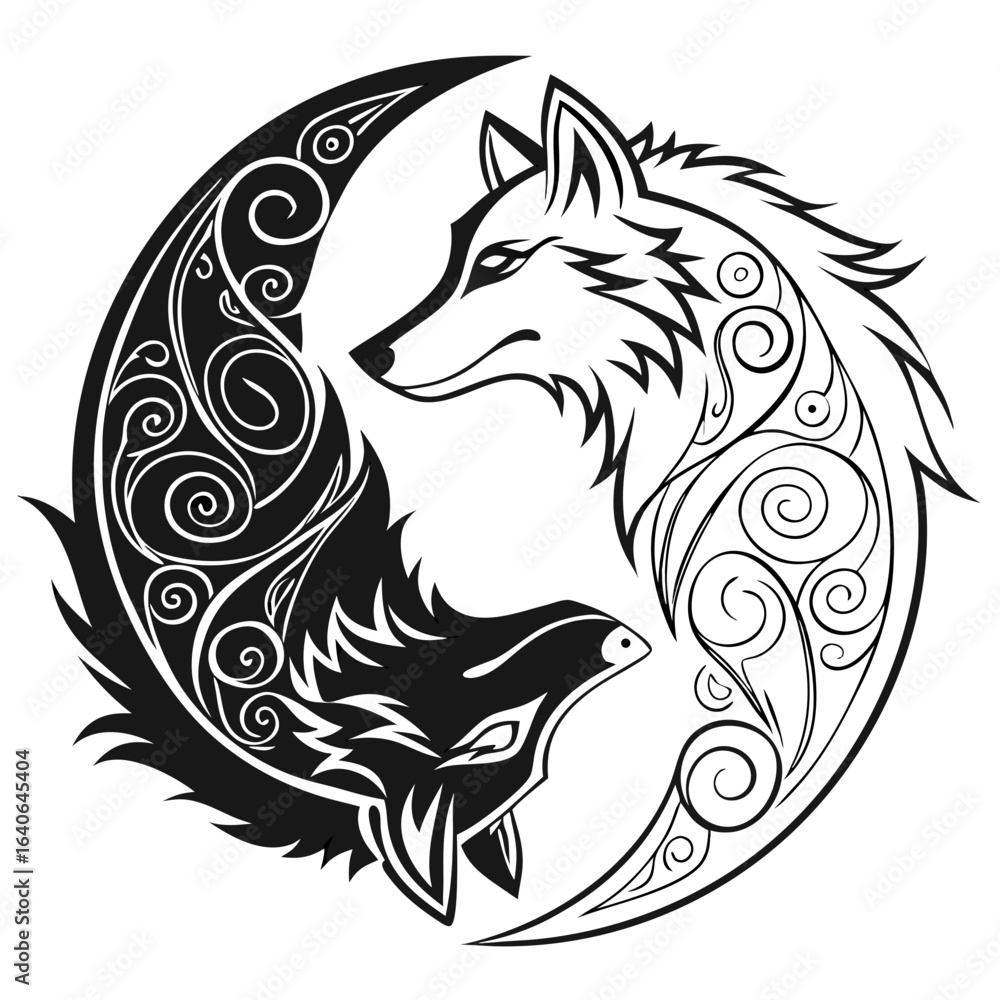 Obraz premium wolf tribal silhouettes