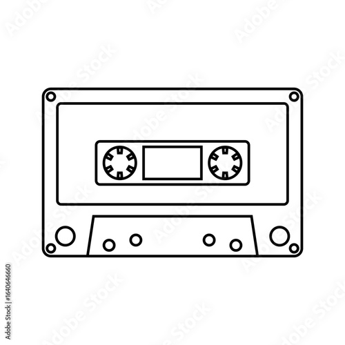 Cassette Tape Outline on White Background.