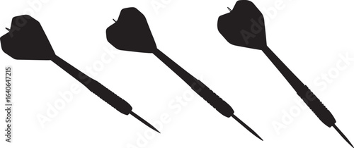 Three black dart arrows with heart shaped flights silhouette