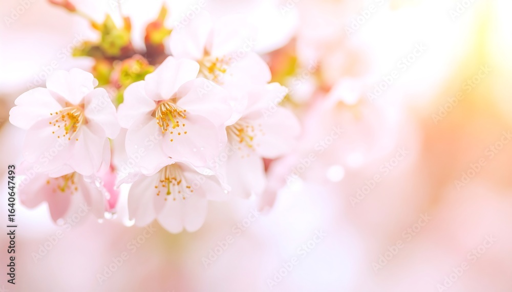 Fototapeta premium Delicate Cherry Blossoms in Soft Sunlight with Dreamy Bokeh