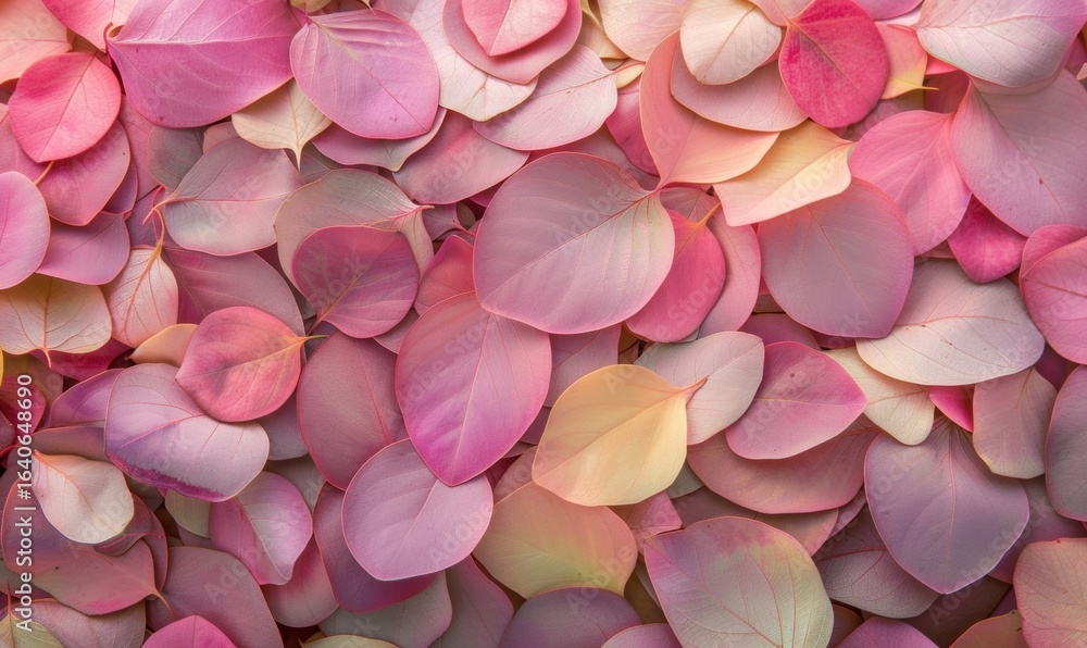 Obraz premium Pink and cream rounded leaves background with delicate textured surface