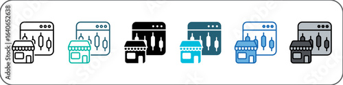 Market Icon Pack Multistyle Editable Stroke