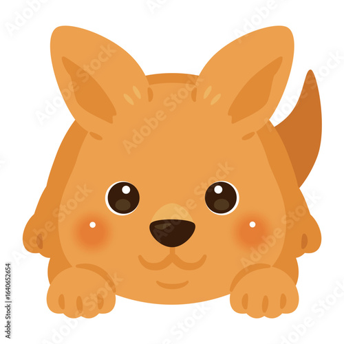 うつ伏せになったカンガルーのイラスト
