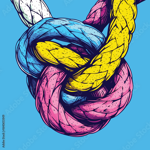 untangling a knot, vector style simple color
