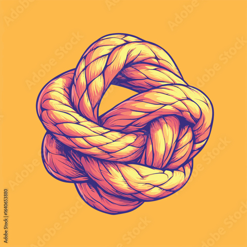 untangling a knot, vector style simple color