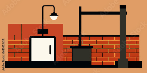 Industrial style bathroom with exposed brick and modern fixtures