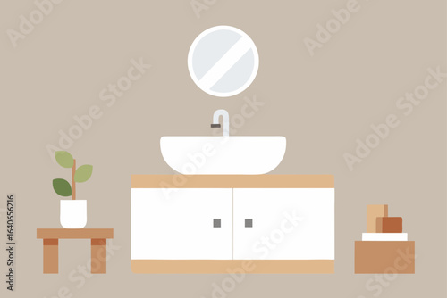 scandinavian bathroom with matte white tiles floor