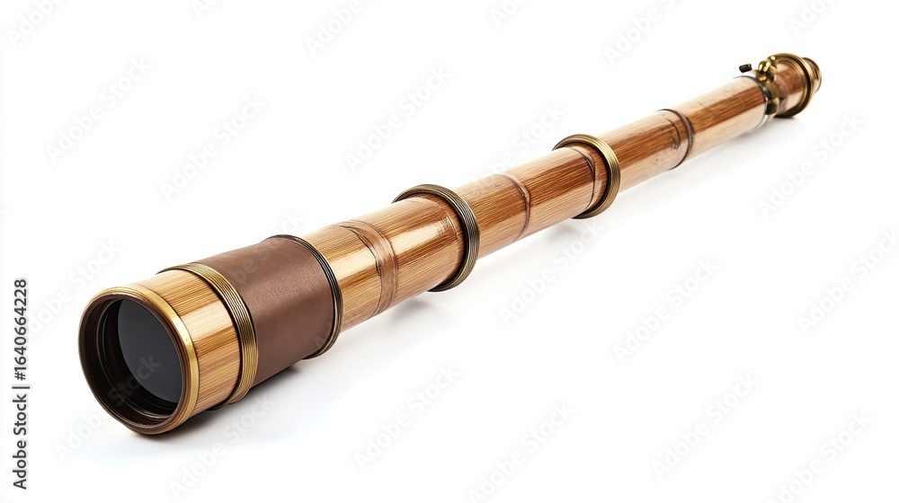 Fototapeta premium Vintage Telescope isolated on a white background capturing nautical exploration and discovery