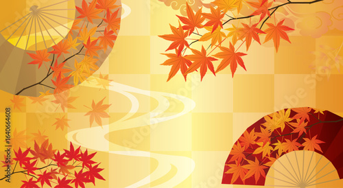 秋の紅葉和風背景
