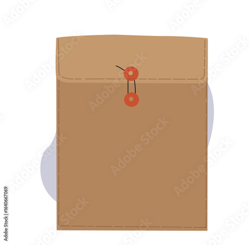 Vector illustration of  manila envelope. Brown long postal envelope