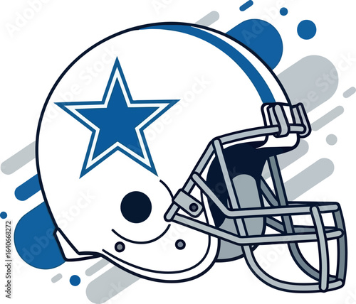 Vector Illustration of Dallas Cowboys Football Helmet with Star Logo.