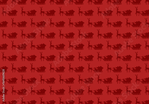 Patrón de trineos de Papa Noél en fondo rojo navideño