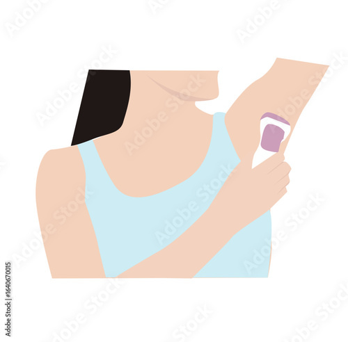 woman shaving armpits. vector illustration
