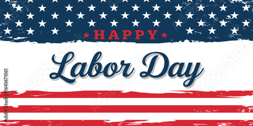 Labor day September 2 background,united states flag, greeting card with brush stroke background in United States national flag colors, modern design vector