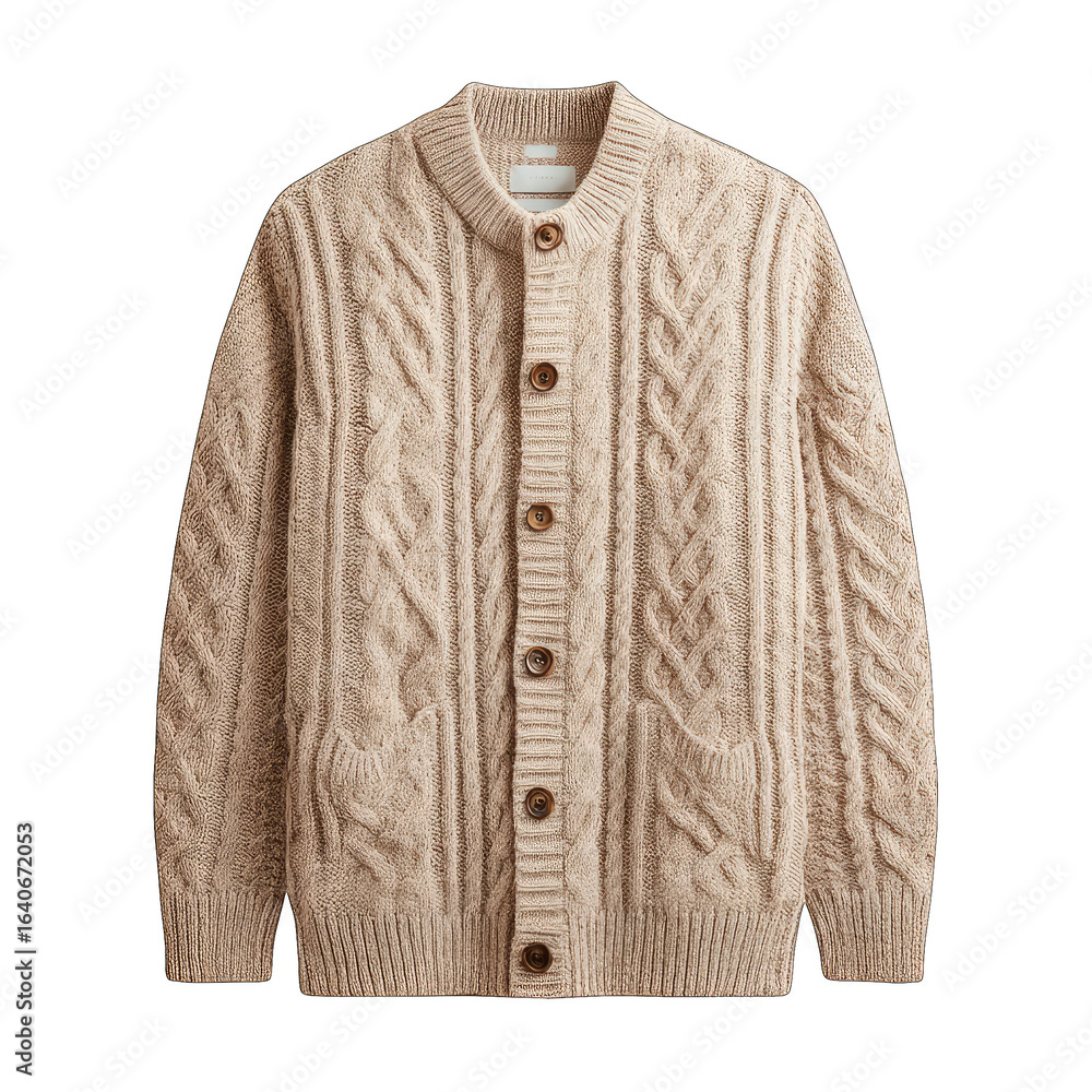 Fototapeta premium Beige cable-knit cardigan (1)