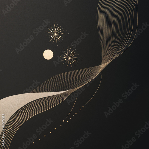 sophisticated sand painting on black paper, visualizing a calm jazz night