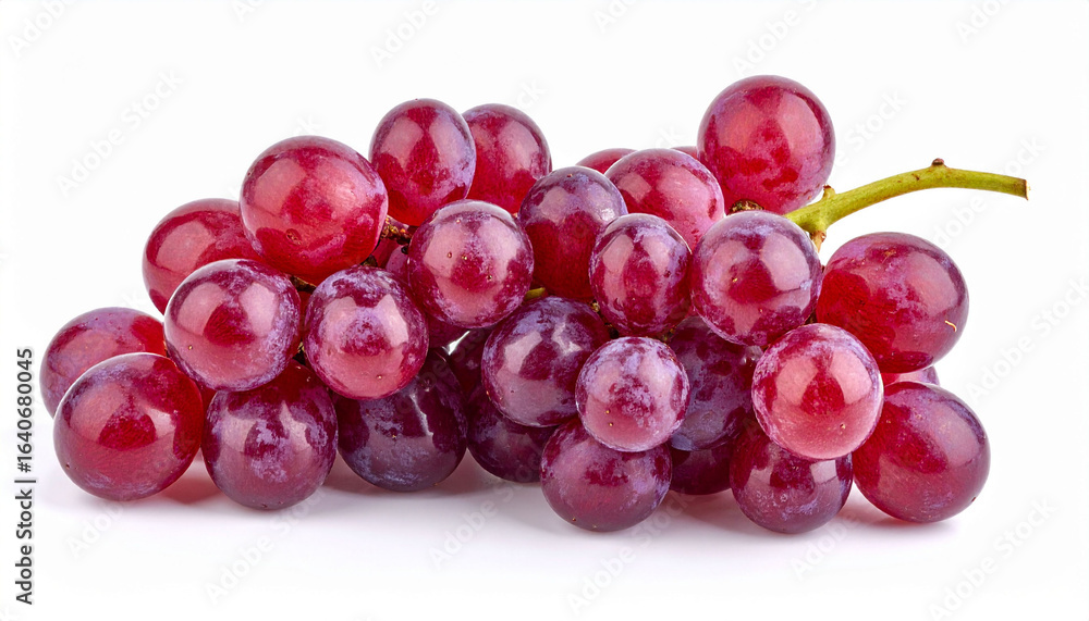 Fototapeta premium a bunch of round fruits are clustered together, attached to a short, branching stem. the fruits have a smooth, shiny skin and a deep red purple color