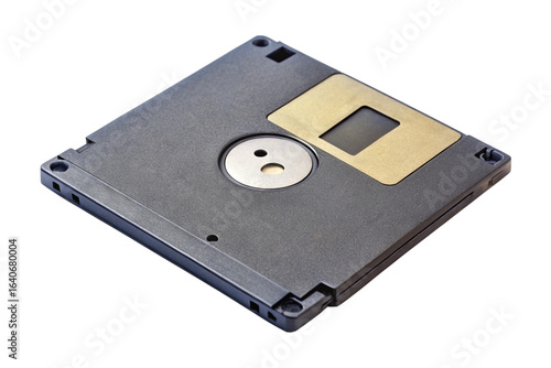 Old floppy disk side view isolated on white background 