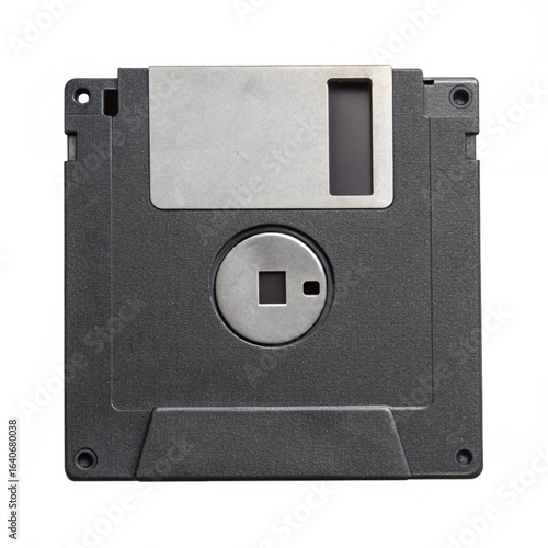 Old floppy disk top view isolated on white background 