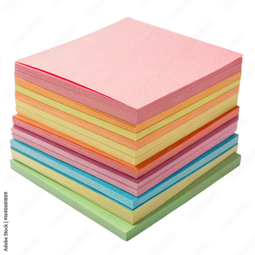 Fototapeta premium Stack of colorful paper sheets in various shades.
