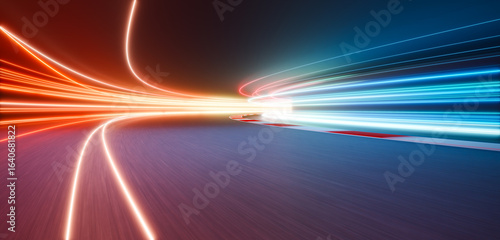 Wallpaper Mural 3d rendering light trails painting a racing track at night Torontodigital.ca