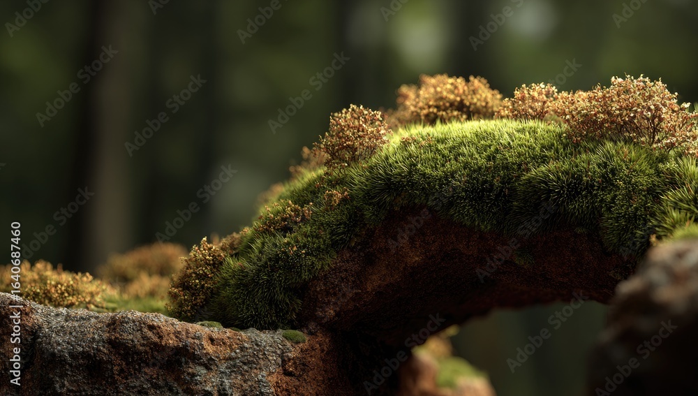 Fototapeta premium Moss-covered rock formations in a forest