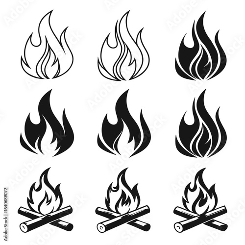 Campfire Flame Vector Icons