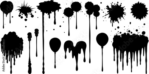 Grungy Black Paint Splatter Vector Set