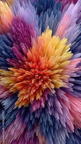 Vibrant, colorful, abstract explosion of textured shapes