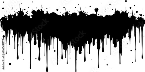 Abstract Black Paint Drip Grunge Vector Design