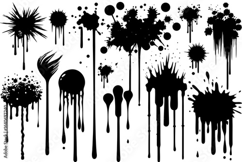 Black Ink Splatter Vector Illustrations