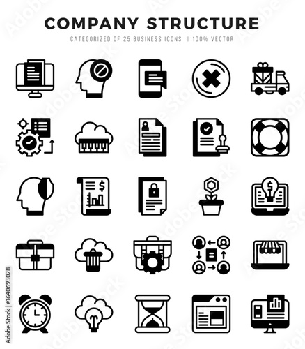 Company Structure Icon Pack 25 Vector Symbols for Web Design.