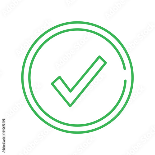 Free Download Green check mark icon inside a double-lined circle, representing approval or success. - GFXLoad