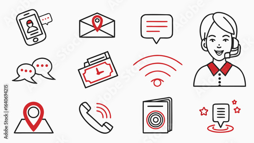 Customer Service Communication Icons Vector Illustrations for Digital Support