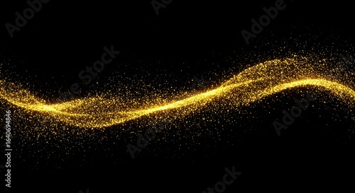 Golden Glitter Particles Abstract Background.