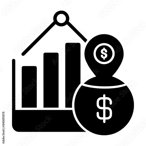 A detailed vector illustration depicting financial growth, strategic investment, and business analytics with a focus on profit and location-based money management.