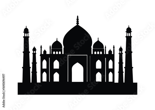 Taj mahal silhouette black vector white background