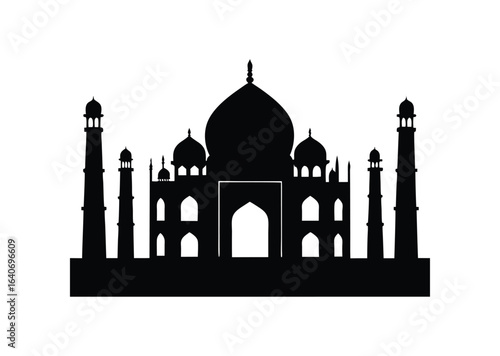 Taj mahal silhouette black vector white background