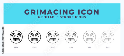 Grimacing icon with editable stroke. Outline icon vector illustration.