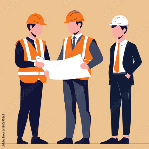 group of architects constructor building illustration group of workers construction