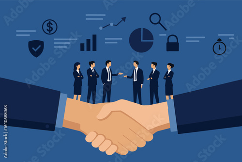 handshake illustration with bussines people business handshake vector illustration with bussines icon