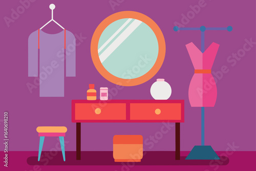 chic dressing room with vanity mirror