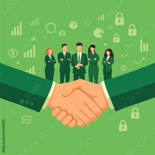 handshake illustration with bussines people business handshake vector illustration with bussines icon