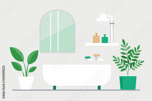 Wallpaper Mural Clean White Bathroom with Greenery Accents Torontodigital.ca