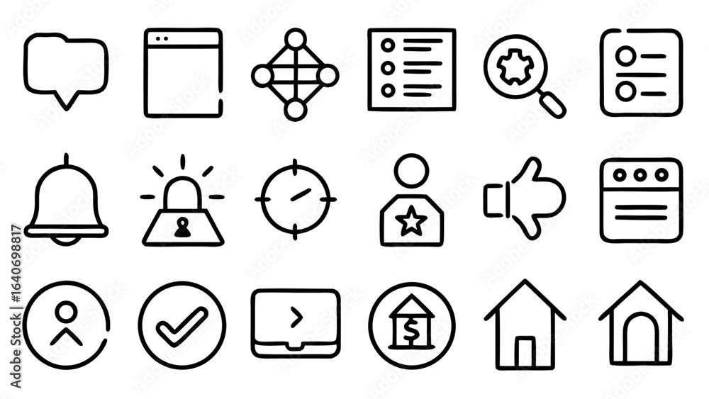 Fototapeta premium Modern Line Icons Set A Versatile Collection for Digital Design