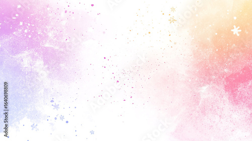 Abstract watercolor background with pastel colors and splatters creating a dreamy and ethereal feel