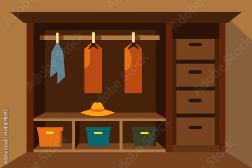 Rustic Mudroom with Storage Cubbies