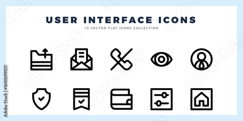 10 User Interface Lineal icons pack. vector illustration.