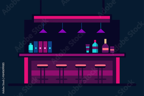 Stylish Home Bar with Neon Lighting